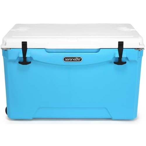 SereneLife Ultra-Tough 25-75 Quart Rotomolded Cooler Box, Holds Upto 64 Cans, Keeps Ice Up to 5 Days, Heavy-Duty Insulated Portable Ice Chest Box, Ideal for Camping, Beach, Picnics, Tailgating, etc