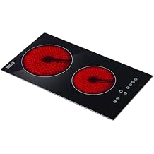 Empava 2 Burners Electric Cooktop, 12 Inch Radiant Stove with Child Safety Lock, Timer, Overheat Protection, All Kinds of Cookware, 3000W, 220-240V Hard Wired, No Plug, ETL Certified