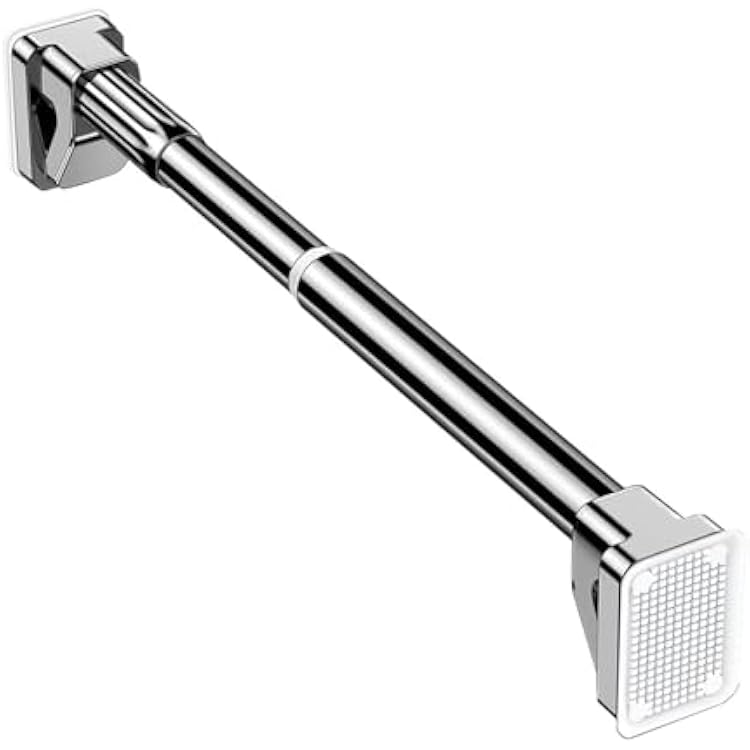 Closet Tension Rod, Adjustable Clothes Hanging Bar, Non-Slip Spring Tension Curtain Rod No Drilling Stainless Steel Curtain Rod Use Bathroom Kitchen 1.5~2.2m59.1~86.6in
