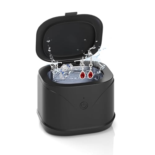 Ultrasonic Jewelry Cleaner, ROLWAY 48KHz 220ML Jewelry Cleaner Machine, Sonic Cleaner for Cleaning Diamond, Rings, Gold, Silver Jewelry, Earrings, Black