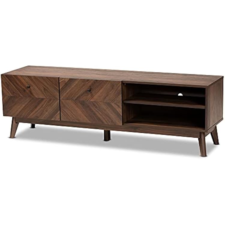 Baxton Studio Hartman Mid-Century Modern Walnut Brown Finished Wood TV Stand