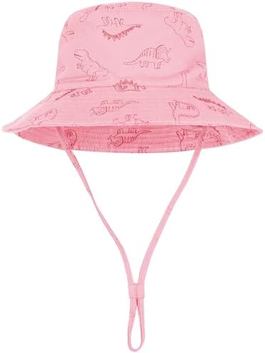 Baby Sun Hat UPF 50 Sun Protective Toddler Bucket Hat Summer Kids Beach Hats Wide Brim Outdoor Play Hat for Boys Girls Pink 0-6 Months
