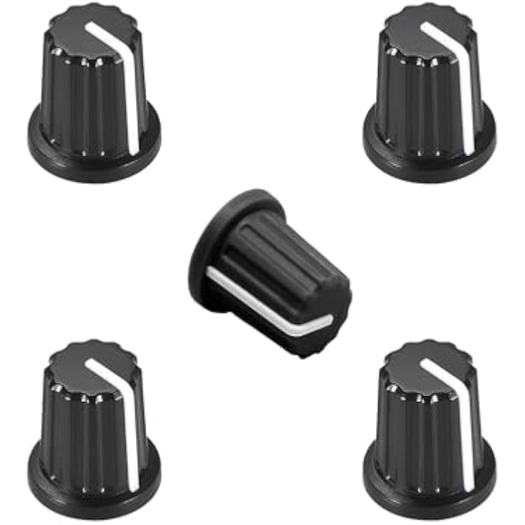 5Pcs D Type Potentiometer Control Knobs - Replacement Guitar Volume Rotary Knobs for Electric Guitar, Bass, 6mm Shaft Fit, Smooth-Turning Tone Volume Knob Set Black