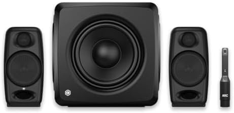 IK Multimedia iLoud Micro Monitor & iLoud Sub Bundle with ARC X Calibration, 25Hz Bass Extension, Portable Bluetooth Studio Speaker System for Mixing, Production & DJ Use