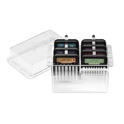 Andis 33655 Premium Clip Animal Comb Set Built with Plastic, Includes 7 Color Coded Combs of Different Sizes, Metal Clip to Attach Comb - Fits Ultra Edge & Ceramic Edge Blades, Multicolor