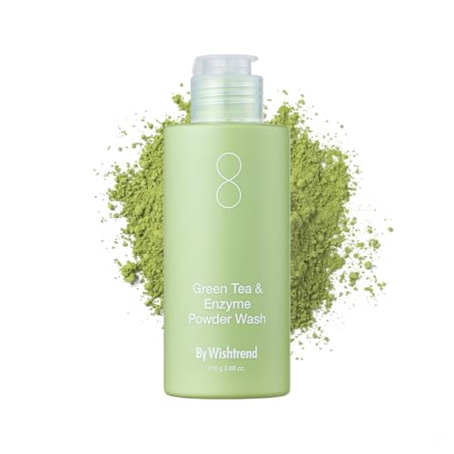 BY WISHTREND Green Tea & Enzyme Powder Wash, Gentle Face Wash for Sensitive Skin, Removes Impurities, Facial Cleanser for Dry Skin, Korean Skincare, Fragrance Free, 110g  3.88 Oz