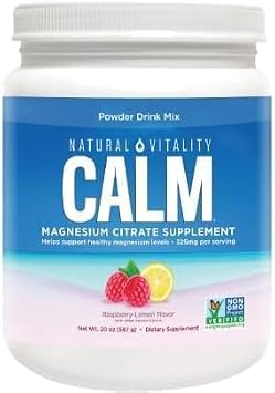 Natural*VitaIity Calm Magnesium Citrate Powder, Raspberry Lemon Flavor. 20OZ
