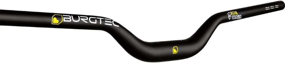 Burgtec RideWide Josh Bryceland Signature Alloy Mountain Bike Handlebar - Black, 50mm Rise  35mm Clamp Wide Riser Bar MTB Trail Downhill Enduro Freeride Lightweight Aluminium Biking Part Component
