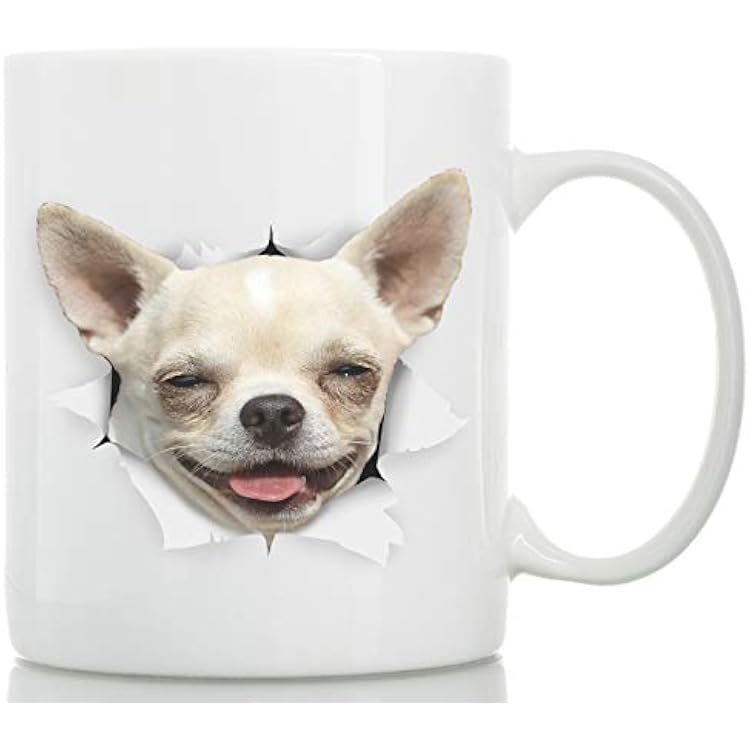 Winston & Bear Happy Chihuahua Mug - Ceramic Chihuahua Coffee Mug - Perfect Chihuahua Gifts - Funny Cute Chihuahua Dog Coffee Mug for Dog Lovers 15oz