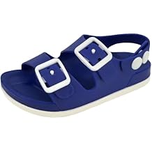 Toddler Boys Girls Double Buckle Sandals Open Toe Flat Slide Kids With Adjustable Back Strap