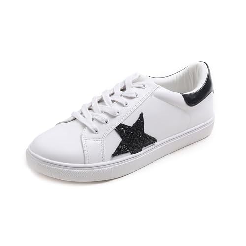 FEVERSOLE Womens Featured PU Leather Colorful Lace Up Sneaker