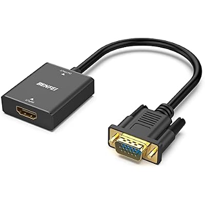 BENFEI HDMI to VGA, Uni-Directional HDMI Computer to VGA Monitor Adapter Female to Male with 3.5mm Audio Jack Compatible with TV Stick, Computer, Desktop, Laptop, PC, Monitor, Projector, Roku, Xbox