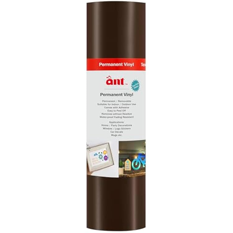 ANT 9.5inch Smart Matless Permanent Vinyl 9.5inch x 20ft, Brown Compatible with Cricut Joy Xtra Create Decals Stickers & More All-Weather & Fade-Proof Ideal for Outdoor Use