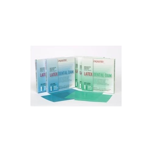 Crosstex 19201 Dental Dam, Latex, Mint Flavor, Heavy Gauge, 5 x 5 Size, Green Pack of 52