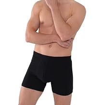 AIRCUTE Washable Absorbency Incontinence Underwear for Men, 6" Inseam Urinary Protective Boxer Briefs for Bladder Leaks 60ML (Small, Black)