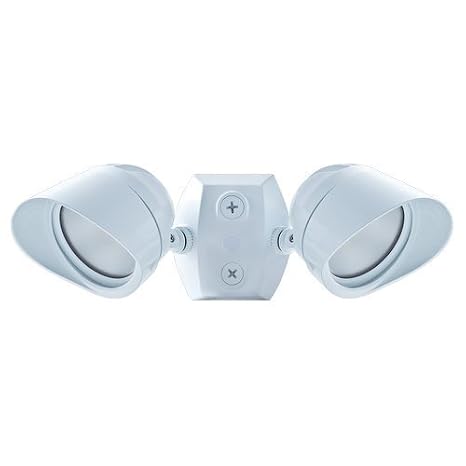 RAB Lighting BULLET2X12YA Dual Head LED Flood Light | Outdoor Security Spotlight Field Adjustable Wattage 24W 18W 12W CCT 3000K 4000K 5000K IP65 120V - White