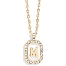 BaubleBar Initial Necklace - Dainty Gold-Plated Personalized Letter Pendant Necklace, Small Dog Tag Style Design