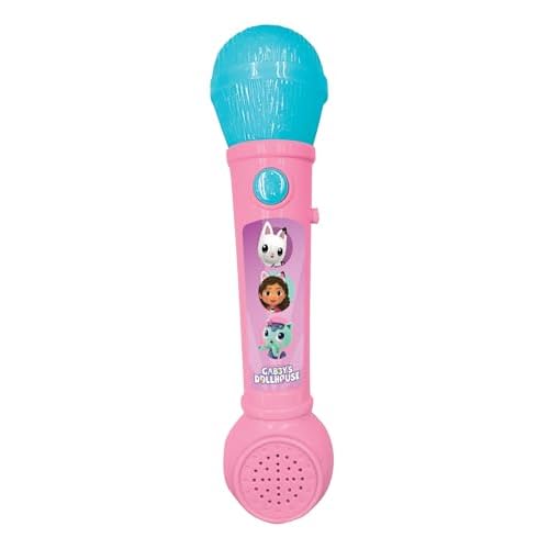 Lexibook, Gabbys Dollhouse, Illuminated Microphone for Kids, Musical Toy, Built-in Speaker, Light Effects, Demo Tunes Included, PinkBlue, MIC80GDH