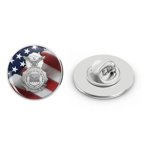 U.S. Air Force Security Forces SECFOR Badge over American Flag Pin Brooch Badge Lapel Pin