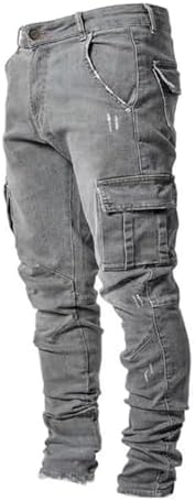 Cargo Jeans for Men Jogger Slim Fit Stretch Skinny Jean Straight Leg Comfort Flex Waist Pants Summer Trend Trouser