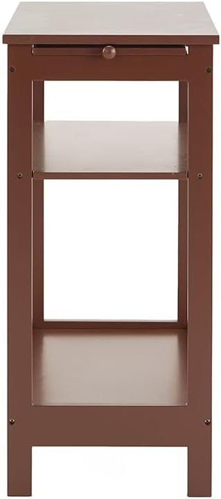 The Lakeside Collection Side Table with Extension Shelf - Walnut