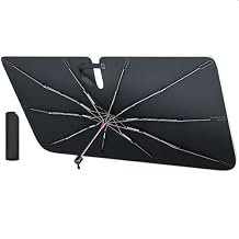 REEVAA 2025 Car Windshield Sun Shade Umbrella [2025 Upgrade Sun Protection & Keep Cool] Protect Interior, 360 Flex Handle Sun Shield Sunshade, Large (61''x34'') for Large Pickup Truck/SUV