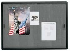 Indoor Bulletin Board- 2 Sliding Door- 48in.x36in.- Gray-Graphite