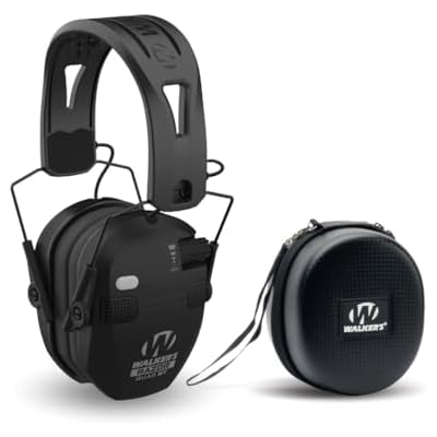 Walkers Razor Slim Quad Electronic Earmuffs with Bluetooth Technology Black Bundle Shooting Hearing Protection Case Black 2 Items