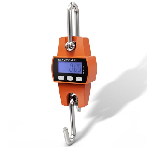 660lb Digital Hanging Weight Scale with Cast Aluminum Case,300Kg Mini Crane Scale Handheld with Metal Hooks for Luggage,Package,Fishing,Hoyer Lift Orange