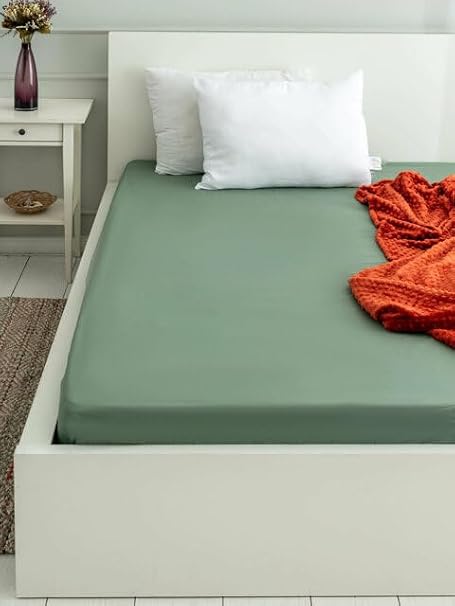 Yesil Pamuklu Tek Kisilik Lastikli Carsaf 100X200