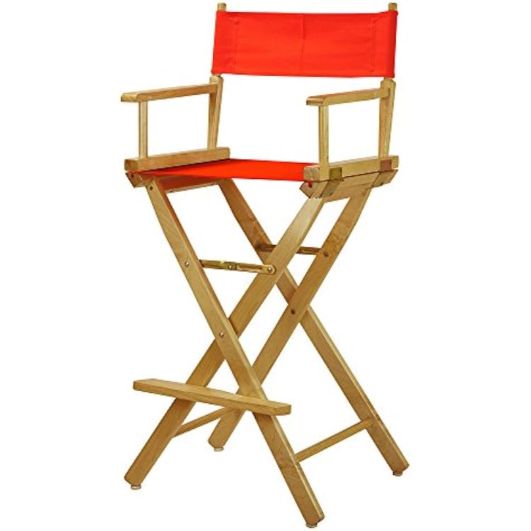Casual Home 30 Directors Chair Natural Frame-with Orange Canvas, Bar Height
