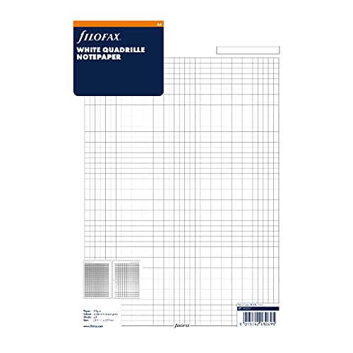 Filofax 292905 Personal Organizer, Refill, A4, Memo, Grid, 0.2 inches 5 mm, White