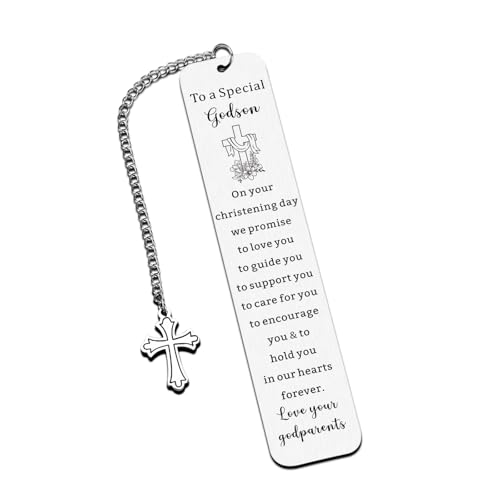 Godson Gifts from Godmother, Catholic Bookmarks Christening Gifts for Boys, Baptism Gift for Men Boys, Cool Unique Bookmarks Gift for Godson, Book Marks for Reading Kids Men Baptism Confirmation