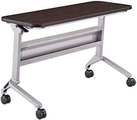 Flip-N-Go Rectangular Training Table - Silver & Mocha - 29 x 48 x 18 in.