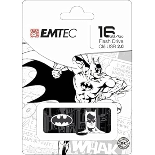 Emtec Black & White 16GB USB 2.0 SuperHero Flash Drive ECMMD16GM700SP03Design may vary - Super Man, Batman, Wonder Women