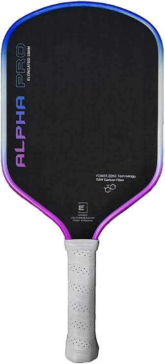 Engage Pursuit Alpha Pro 16mm Pickleball Paddle - Raw Carbon Fiber Face, 8.0 oz Elongated Control Paddle for All-Court Play