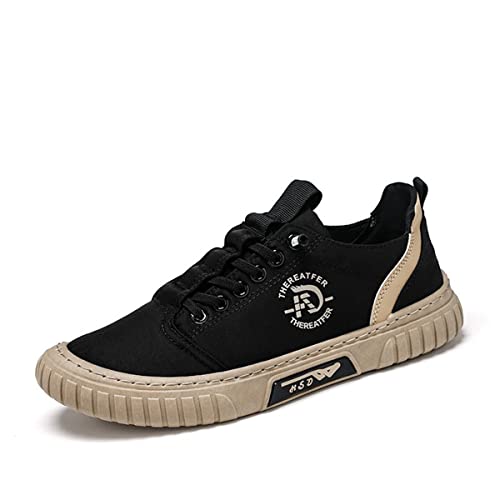 Mens Walking Shoes Summer Casual Breathable Canvas Sneakers Non-Slip Low-top Sport Jogging Shoes Mens Lightweight Tennis Casual Shoes Mens Lace up Fashion Sneakers Loafers & Slip-Ons Black