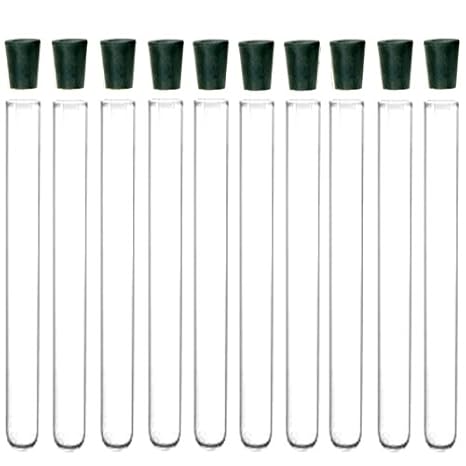 16X150mm Glass Test Tubes with Rubber Stoppers, Karter Scientific 201B5 (Pack of 10)