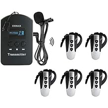 EXMAX 2.4GHz Wireless Tour Guide System Audio Voice Transmission for Guided Tours of Museums Training Conferences Trade Shows Language Interpretation Church Translation (1 Transmitter 5 Receivers)