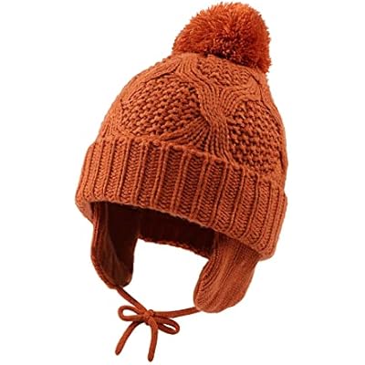 Baby Boys Winter Hat Infant Girls Hats with Pompom Toddler Knitted Earflaps Beanie Warm Fleece Kids Beanies