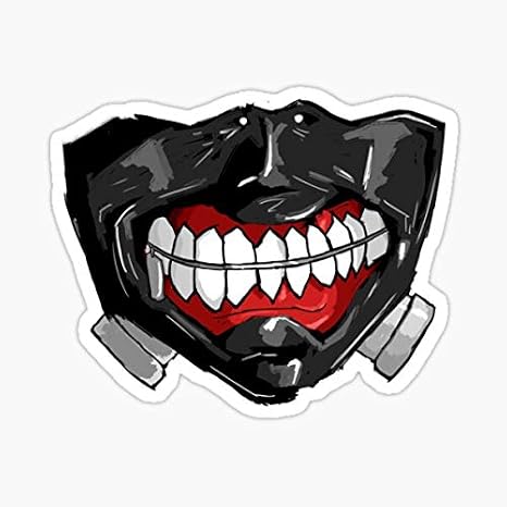 decals Tokyo Ghoul's Kaneki Ghoul Mask. Black Cartoon Anime Character Sticker, Waterproof, for Wall, Windows, Cars, Trucks, Laptop