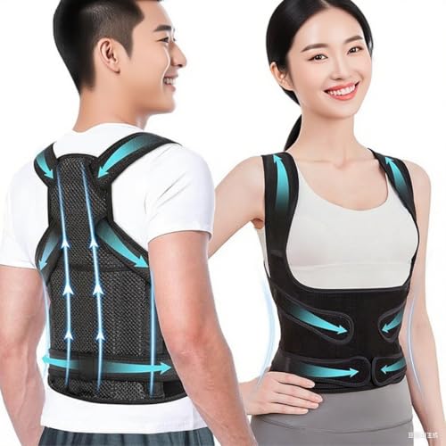 Posture Corrector Back Support Brace, Adjustable Shoulder Straps, Black,L
