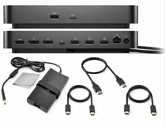 Dell Pro Dock WD25 Universal Docking Station Bundle USB-C/USB-A Dual Display Dock with 100W Adapter + HDMI Cable + USB-C Cable + DisplayPort Cable + Cleaning Cloth