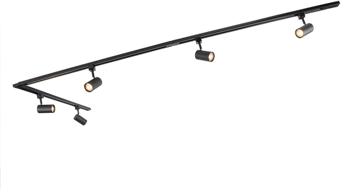 Qazqa - Modern Rail System Black 5 Spotbar I Spotlight Bars 1-Phase - Jeana - Suitable for LED GU10 | 5 Spotway Light - Steel Surface-Mounted [Energy Class F]