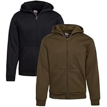Quad Seven Boys Zip Up Hoodie - 2 Pack Soft Fleece Basic Hooded Sweatshirt for Boys with Pockets (Sizes: 8-18)