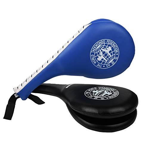 Taekwondo Kick Pads 2PK, Karate Martial Arts Training Equipment Kicking Target Pad, Double Strike Boxing Pads for Kids Youth Adult Black&Blue