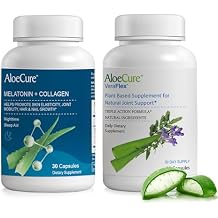 AloeCure Aloe Vera Capsules 2 Pack - VeraFlex 1btl, Melatonin+Collagen 1btl