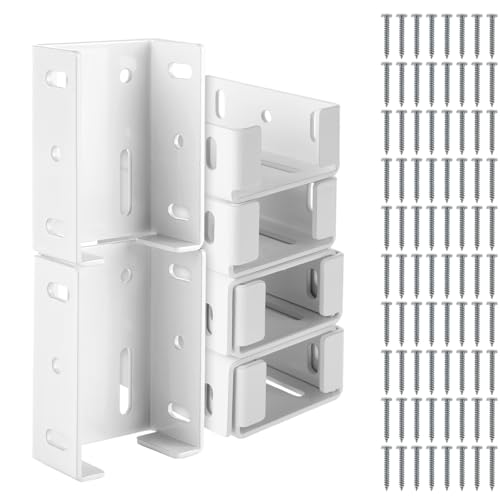 8 Pack Aluminum Fence Bracket, Heavy Duty Metal Fence Bracket Vinyl Fence Parts with 80pcs Screws, Vinyl Fencing Panel and Post Connection Deck Railing Bracket Kit Fit 2.75 in Rails