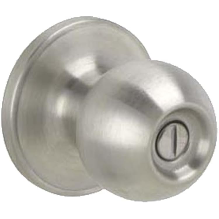 J-Series by Schlage Corona Door Knob with Standard Trim, Bed & Bath Privacy Lock, Satin Nickel, J40 CNA 619