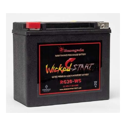 Snowmobile Battery; RG20-WS 500 CCAs; For Yamaha 2017, 2018, 2019, 2020, 2021, 2022, 2023 SIDEWINDER SERIES; Part# BTX20-BS, BTX20H-BS, YTX20-BS; 500 CCAs